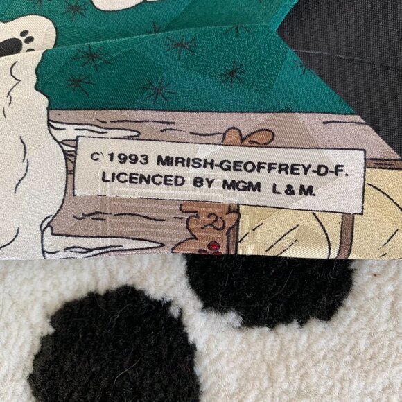 Vintage 1993 Pink Panther Christmas Tie Green Silk Inspector Clouseau Retro - Picture 6 of 8